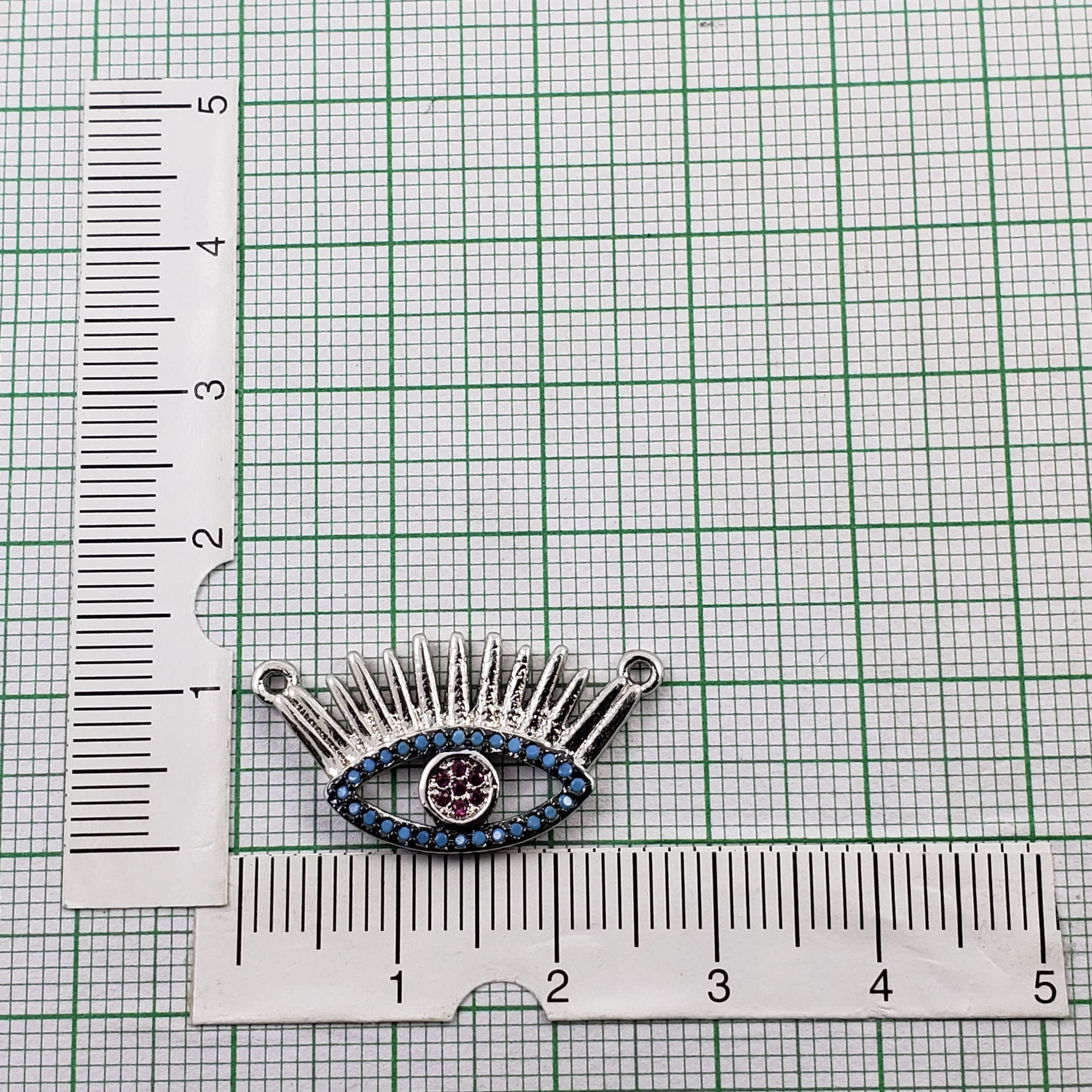 Eyelash Evil Eye Silver Blue American Diamond Pendant Centre Pcs Bulk