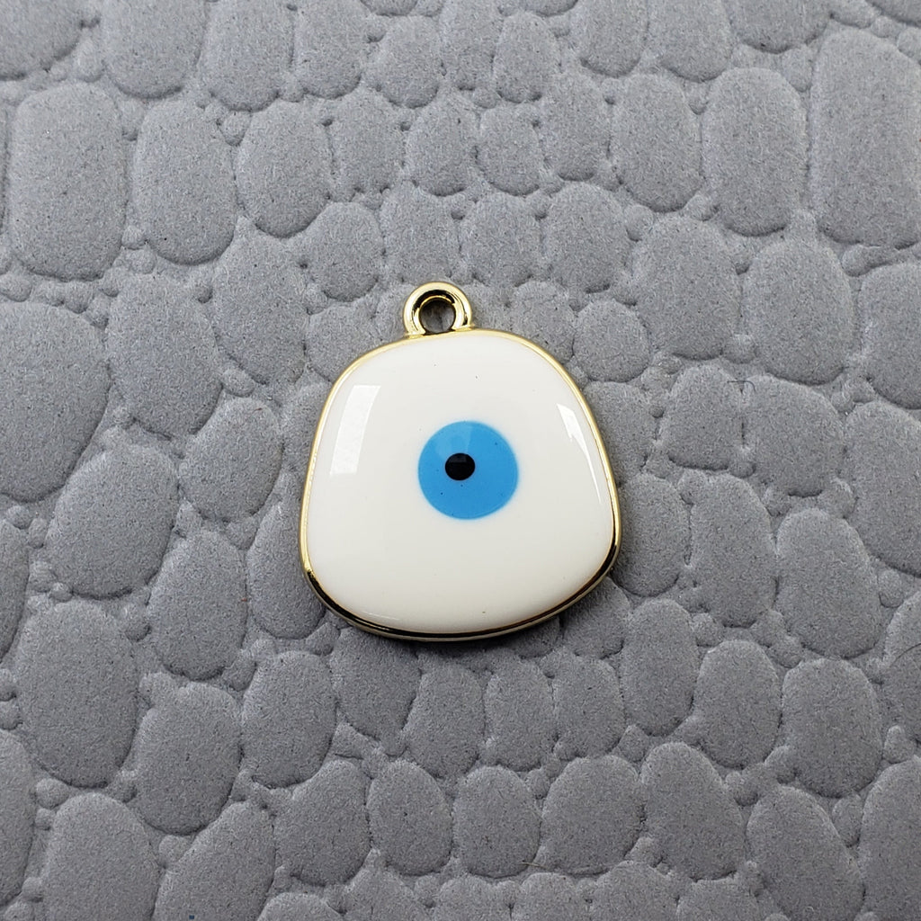 Amoeba Evil Eye White Round Enamel Pendant For Women Bulk