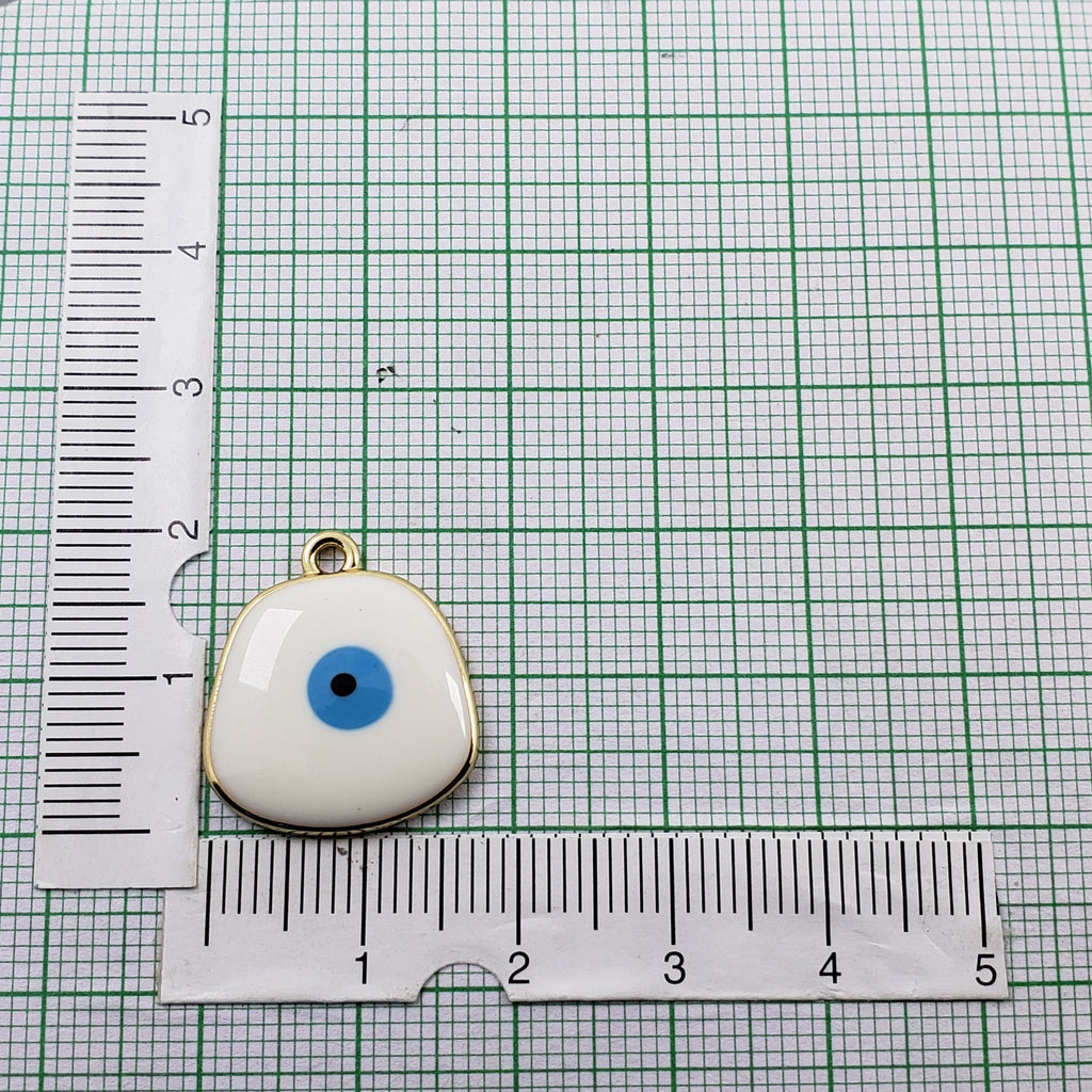 Amoeba Evil Eye White Round Enamel Pendant For Women Bulk