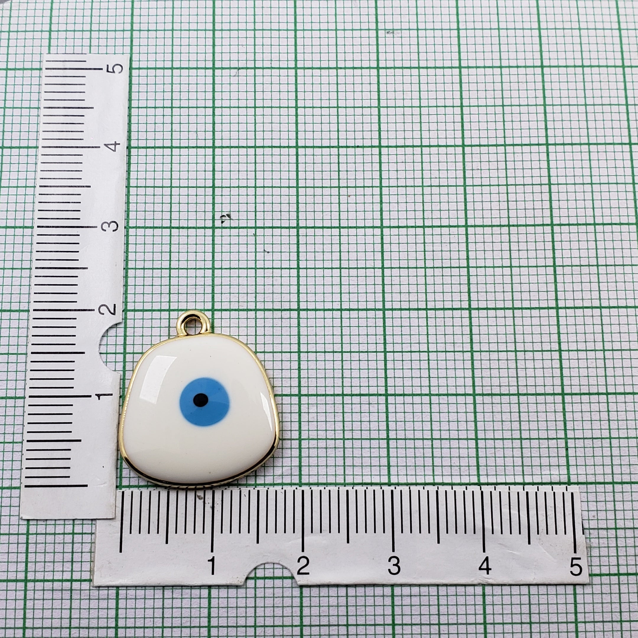 Amoeba Evil Eye White Round Enamel Pendant For Women Bulk