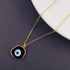 Evil Eye Gold Black Enamel Brass Pendant Chain For Women Bulk