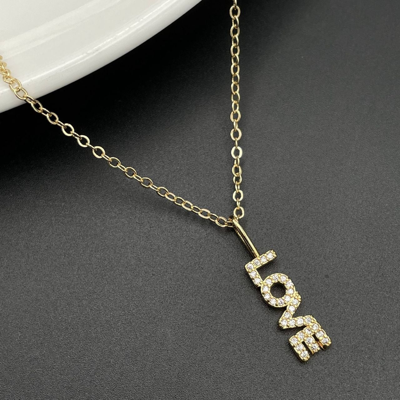 Copper With American Diamonds Gold Love Pendant Women Girls Bulk