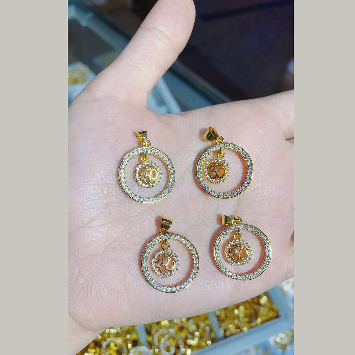 Om Gold American Diamond Pendant For Women Bulk