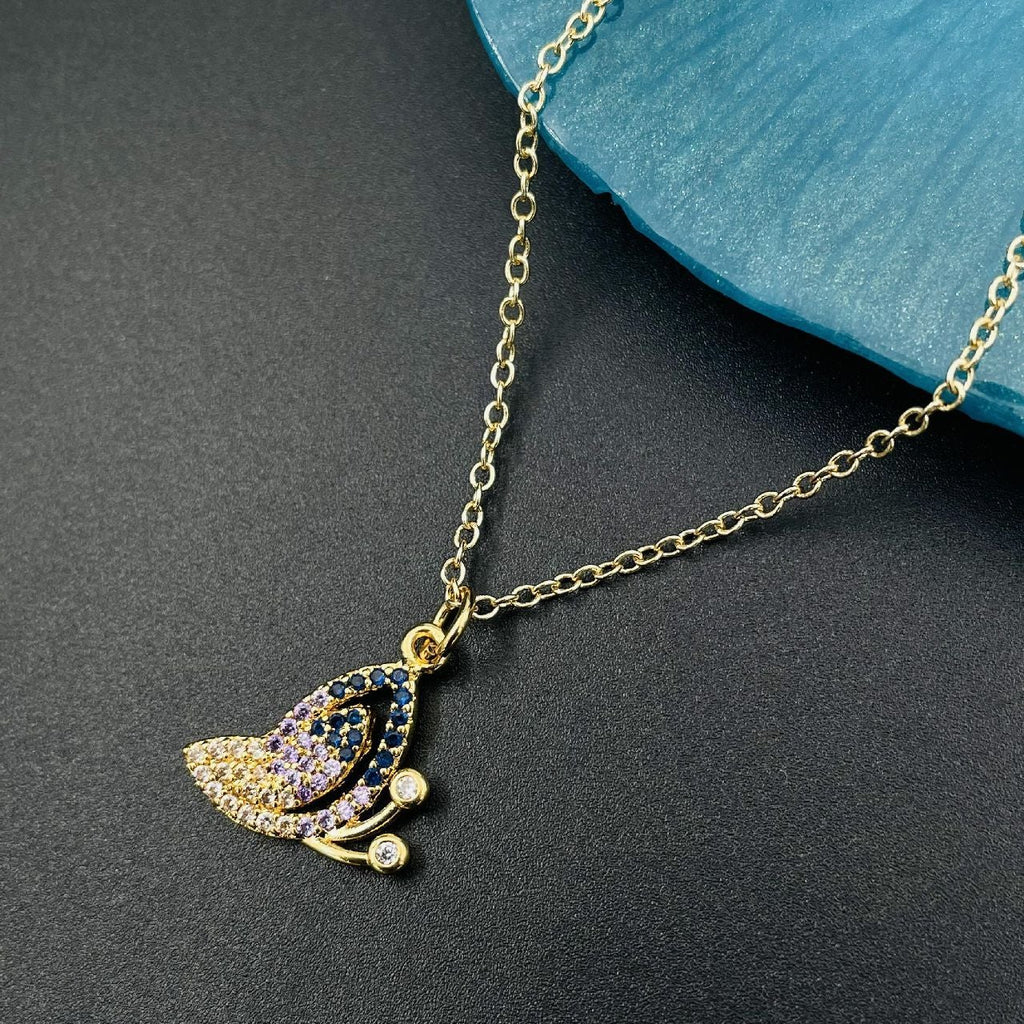With CZ Crystals Blue White Purple Gold Butterfly Pendant Girls Bulk