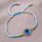 Evil Eye Copper Sky Blue CZ Thread Adjustable Bracelet Bulk