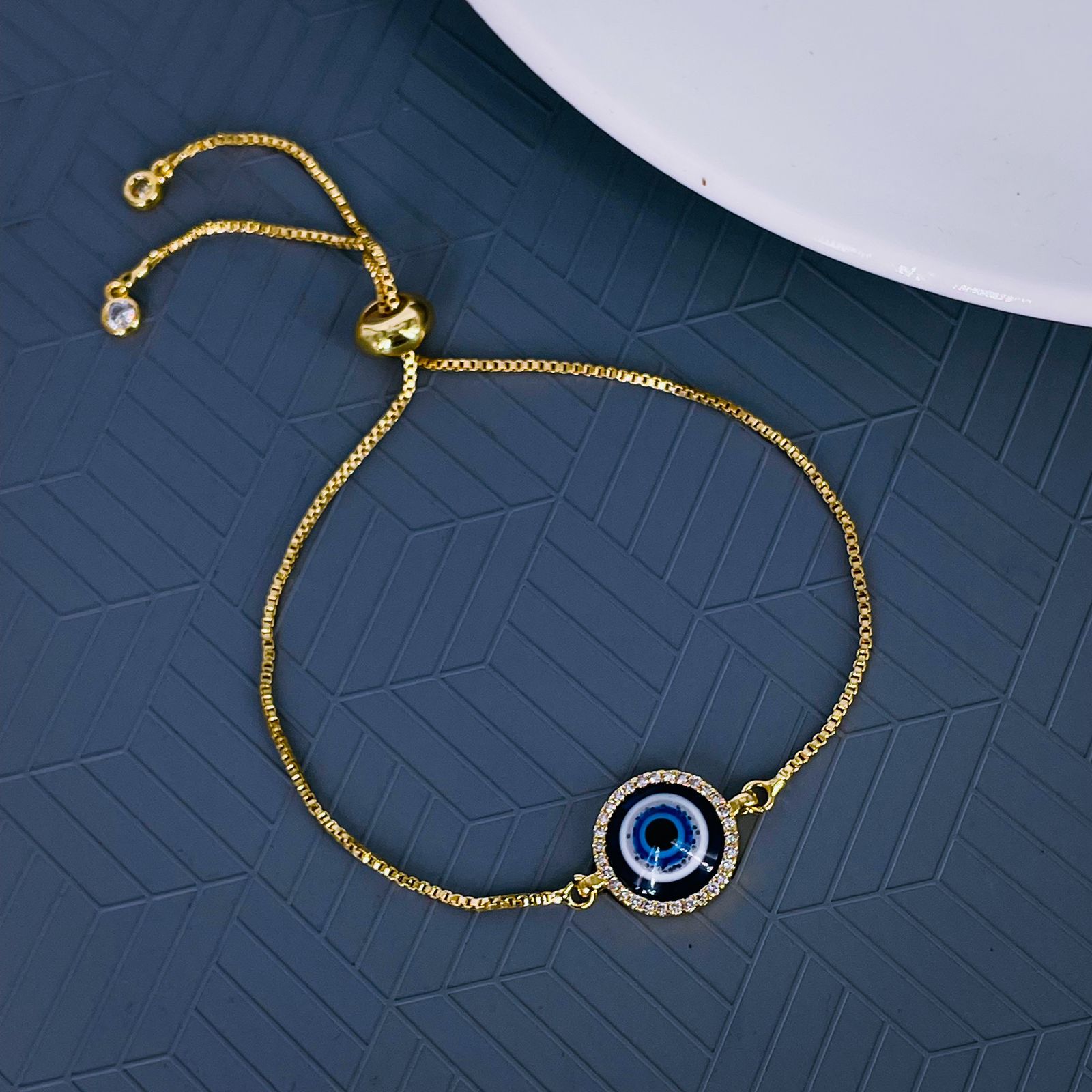Evil Eye Cubic Zirconia Gold Blue Cuff Bracelet For Women Bulk