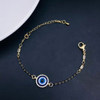 Evil Eye Cubic Zirconia Gold Blue Hand Mangalsutra Bracelet Women