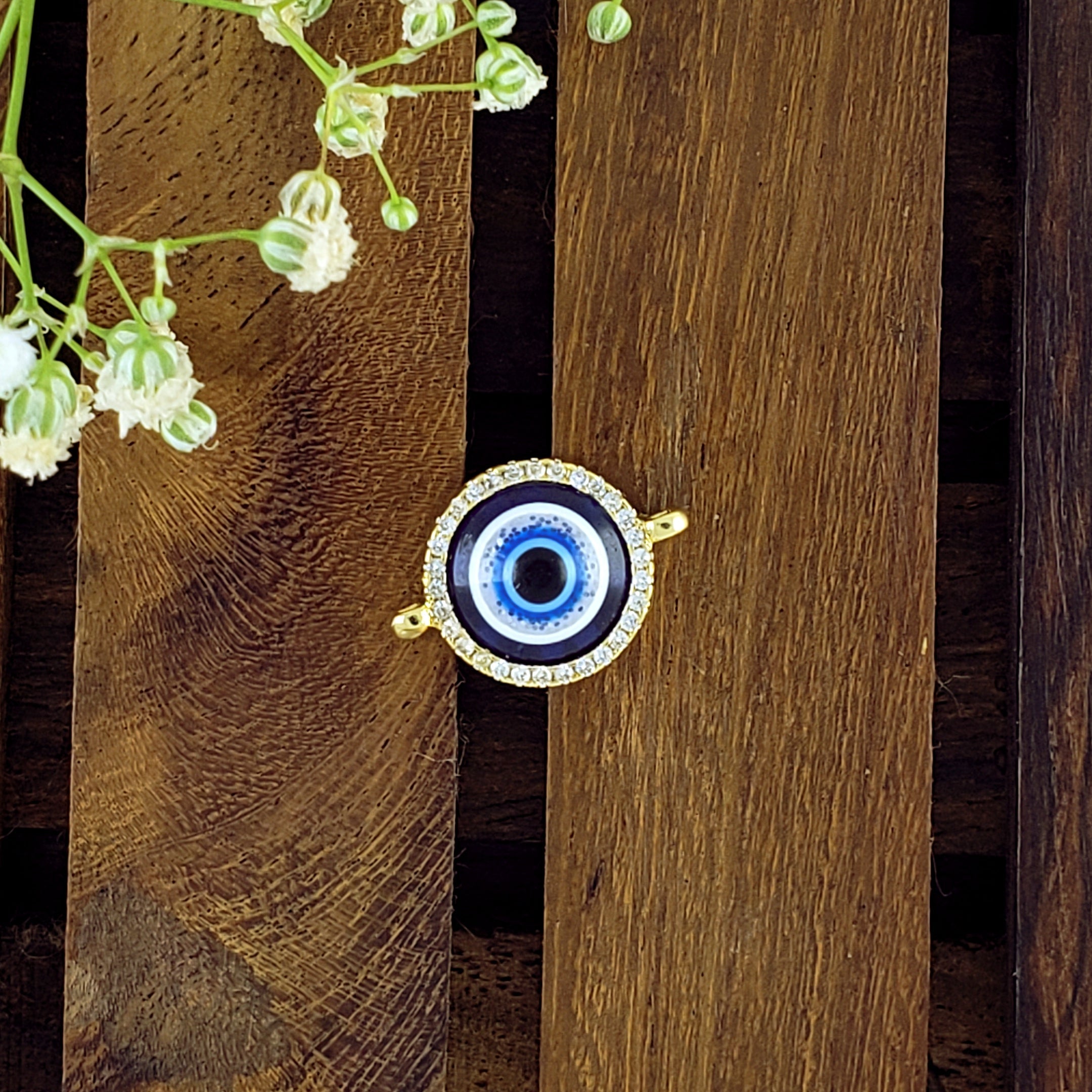 Turkish Evil Eye American Diamond Gold Centre Pcs For Women Bulk