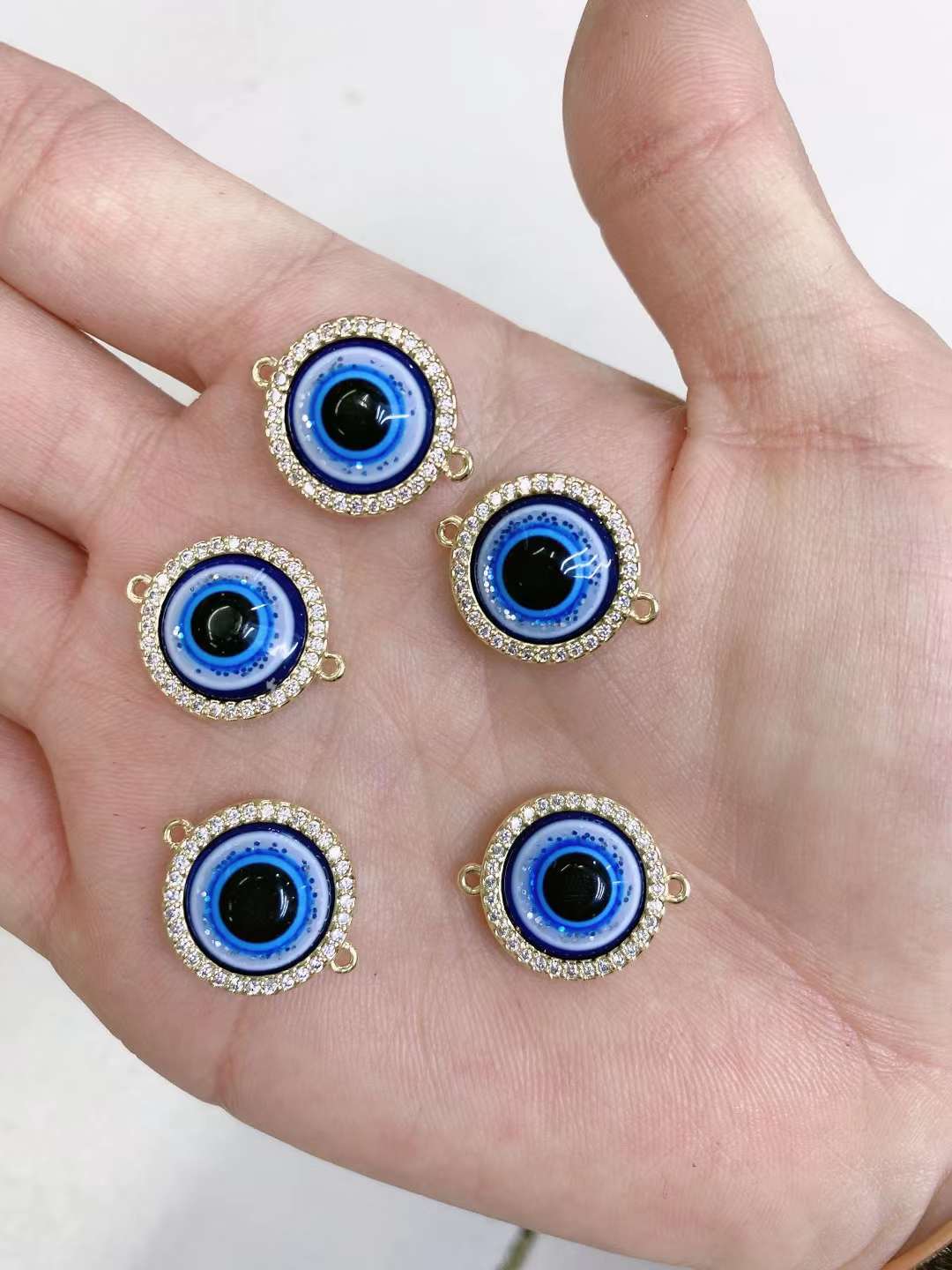 Turkish Evil Eye American Diamond Gold Centre Pcs For Women Bulk