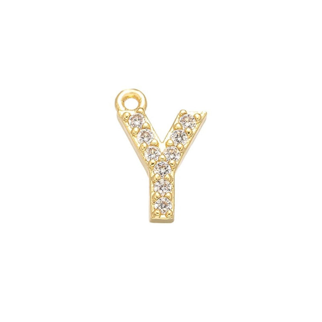 Alphabets Initial Letter American Diamonds Gold Copper Necklace Pendant Chain For Women