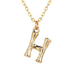Gold Initial Letter Alphabet A Bamboo Necklace Pendant Chain Bulk