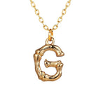 Gold Initial Letter Alphabet A Bamboo Necklace Pendant Chain Bulk