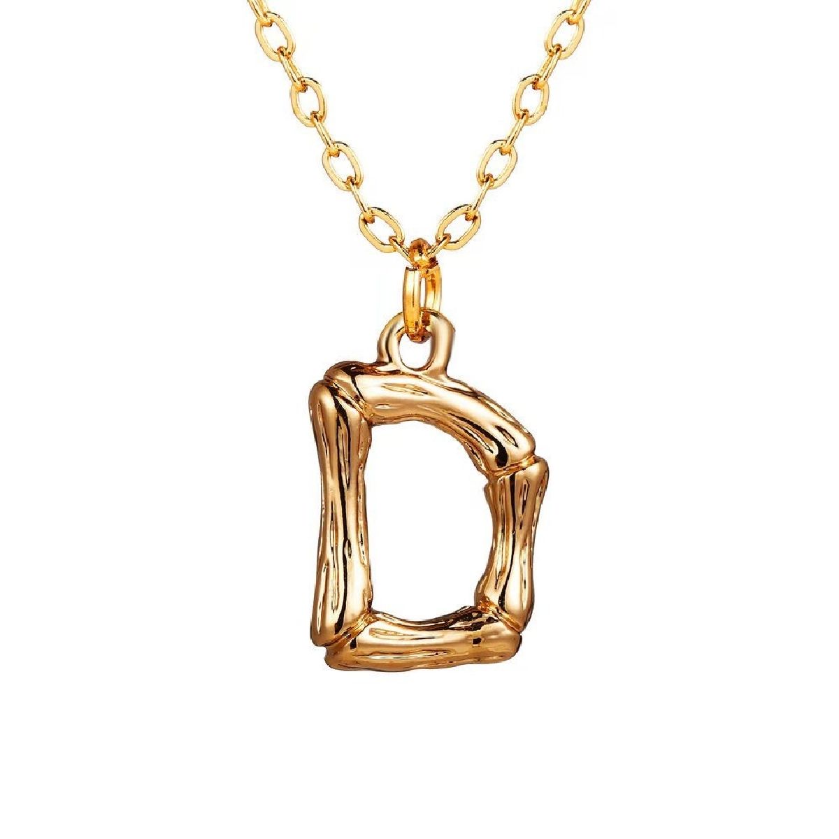 Gold Initial Letter Alphabet A Bamboo Necklace Pendant Chain Bulk