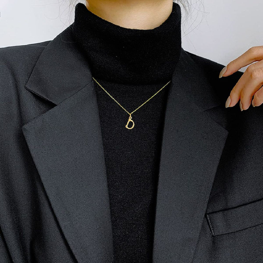 Gold Initial Letter Alphabet A Bamboo Necklace Pendant Chain Bulk