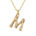 Gold Initial Letter Alphabet A Bamboo Necklace Pendant Chain Bulk