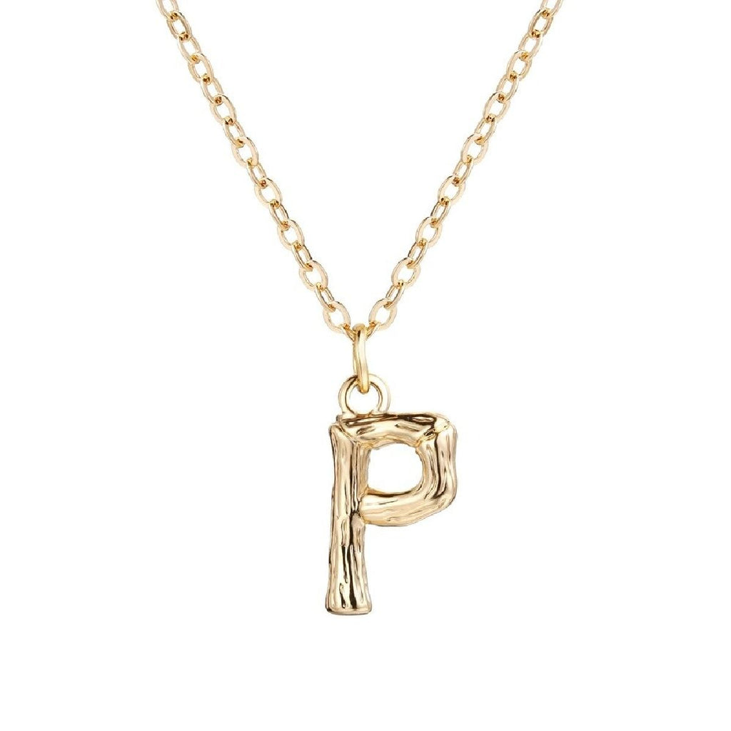 Gold Initial Letter Alphabet A Bamboo Necklace Pendant Chain Bulk