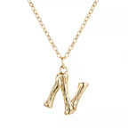 Gold Initial Letter Alphabet A Bamboo Necklace Pendant Chain Bulk