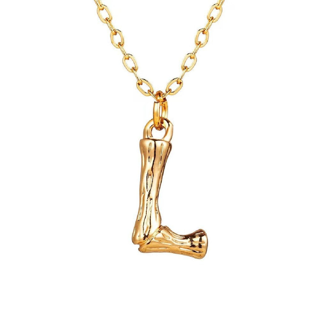 Gold Initial Letter Alphabet A Bamboo Necklace Pendant Chain Bulk