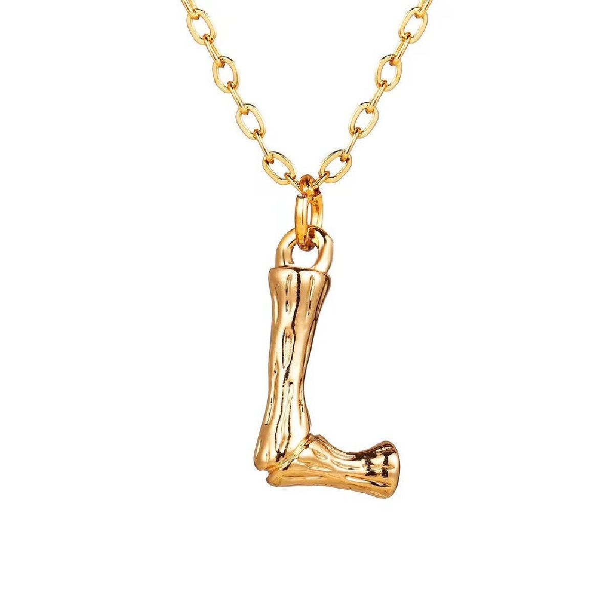 Gold Initial Letter Alphabet A Bamboo Necklace Pendant Chain Bulk