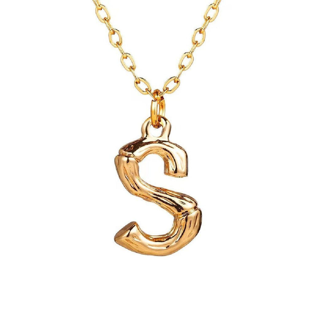 Gold Initial Letter Alphabet A Bamboo Necklace Pendant Chain Bulk