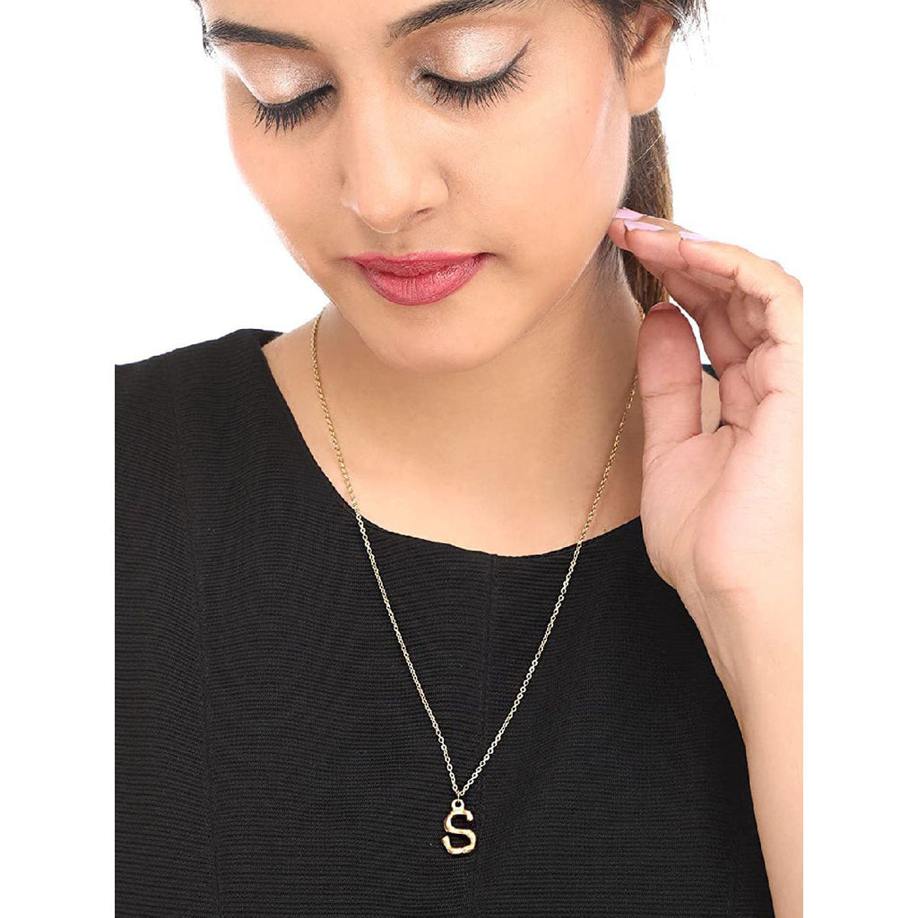 Gold Initial Letter Alphabet A Bamboo Necklace Pendant Chain Bulk