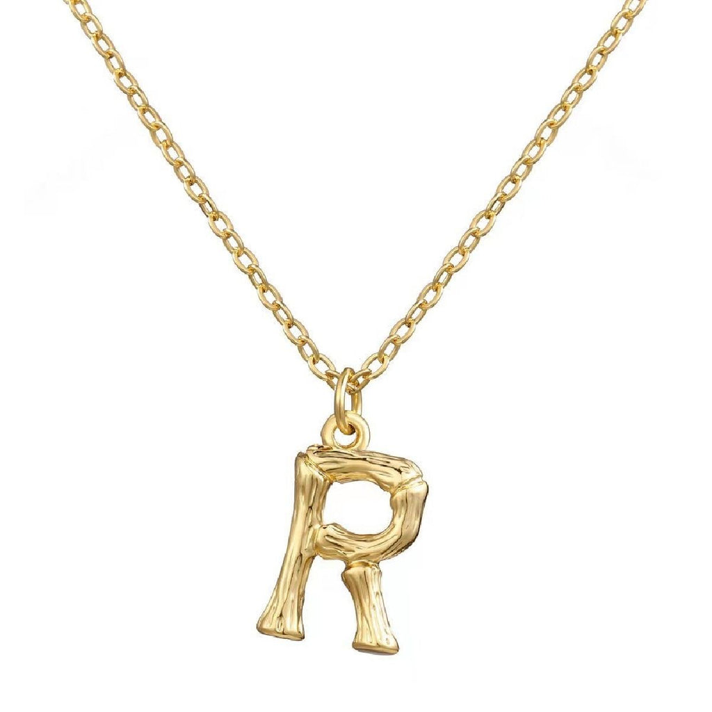 Gold Initial Letter Alphabet A Bamboo Necklace Pendant Chain Bulk