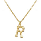 Gold Initial Letter Alphabet A Bamboo Necklace Pendant Chain Bulk