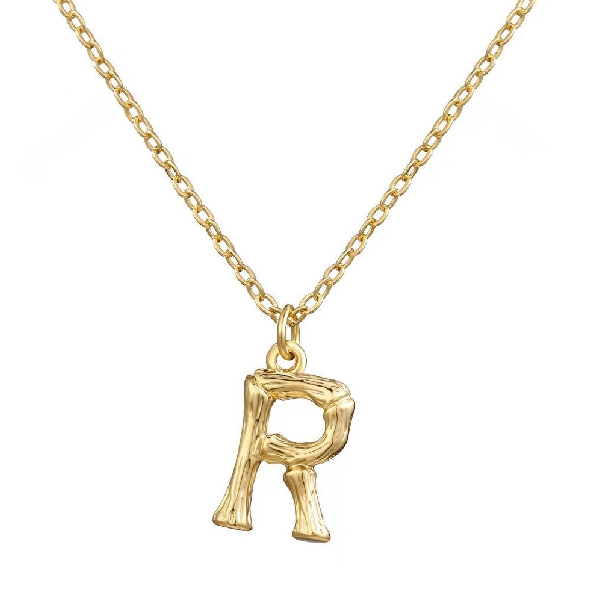 Gold Initial Letter Alphabet A Bamboo Necklace Pendant Chain Bulk
