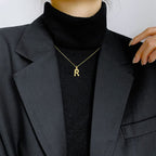 Gold Initial Letter Alphabet A Bamboo Necklace Pendant Chain Bulk