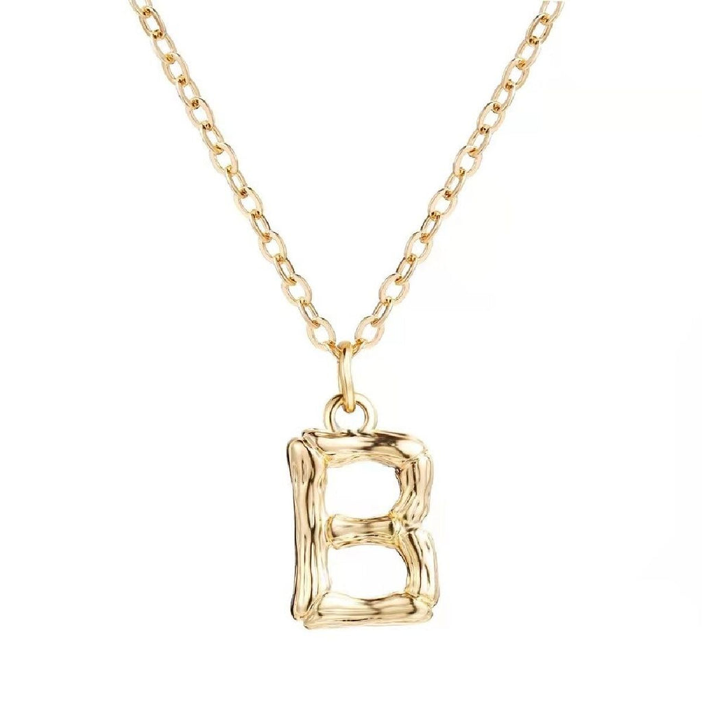 Gold Initial Letter Alphabet A Bamboo Necklace Pendant Chain Bulk