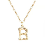 Gold Initial Letter Alphabet A Bamboo Necklace Pendant Chain Bulk