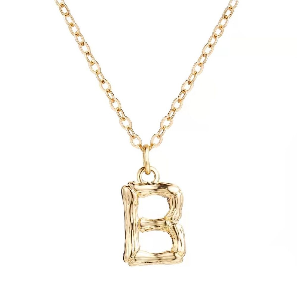 Gold Initial Letter Alphabet A Bamboo Necklace Pendant Chain Bulk Secondary image