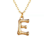 Gold Initial Letter Alphabet A Bamboo Necklace Pendant Chain Bulk