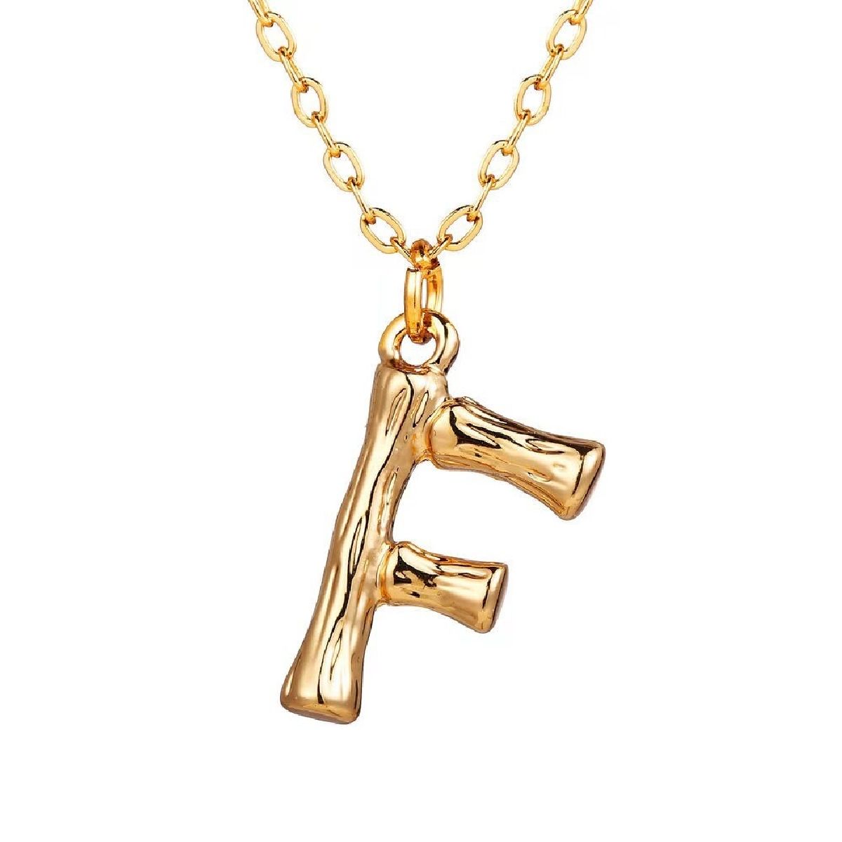 Gold Initial Letter Alphabet A Bamboo Necklace Pendant Chain Bulk