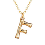 Gold Initial Letter Alphabet A Bamboo Necklace Pendant Chain Bulk
