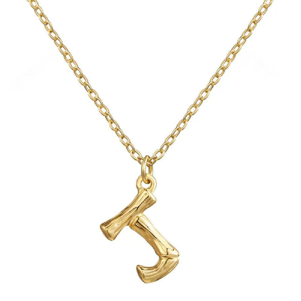 Gold Initial Letter Alphabet A Bamboo Necklace Pendant Chain Bulk