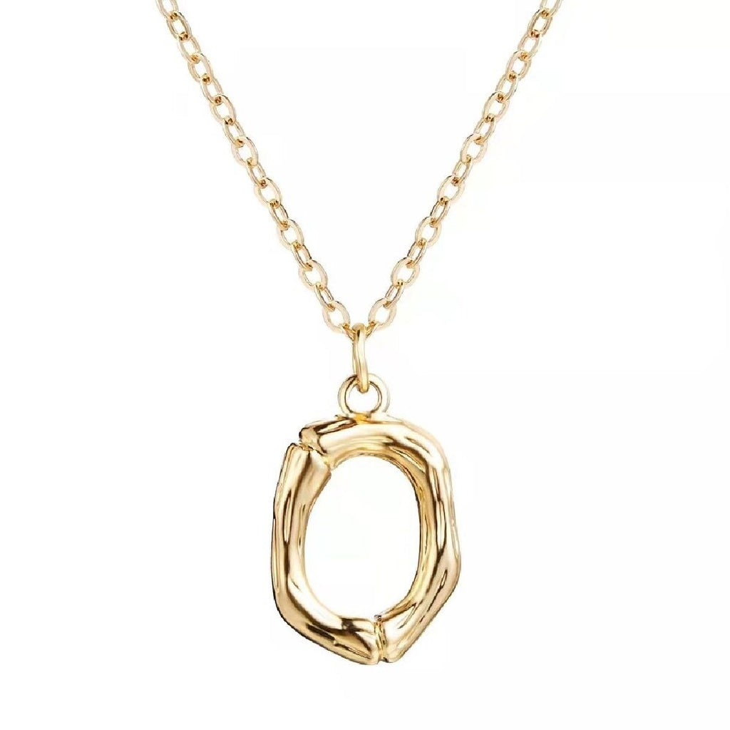 Gold Initial Letter Alphabet A Bamboo Necklace Pendant Chain Bulk