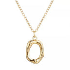 Gold Initial Letter Alphabet A Bamboo Necklace Pendant Chain Bulk
