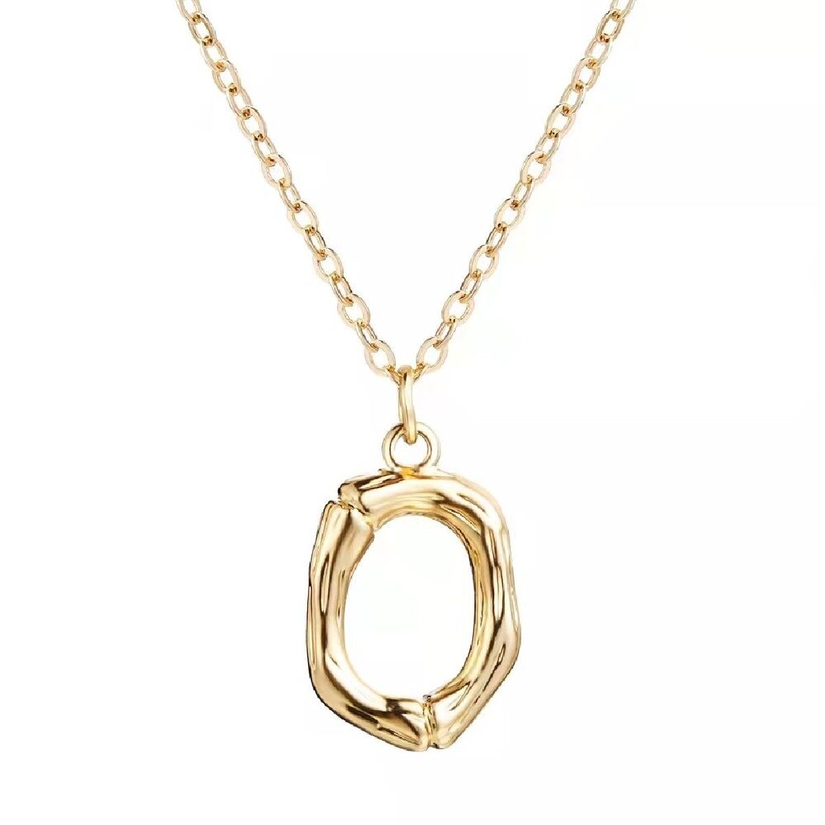 Gold Initial Letter Alphabet A Bamboo Necklace Pendant Chain Bulk