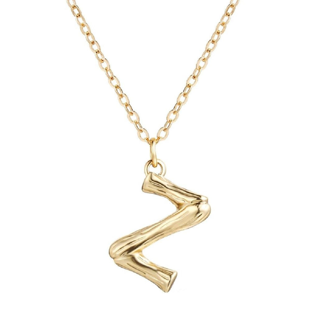 Gold Initial Letter Alphabet A Bamboo Necklace Pendant Chain Bulk