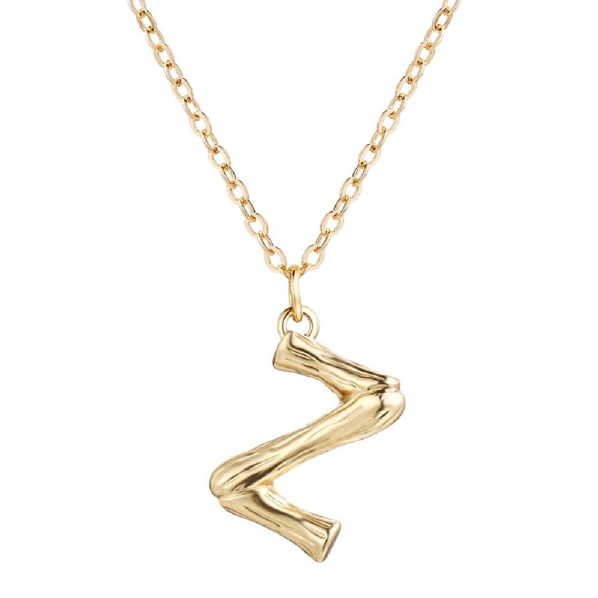 Gold Initial Letter Alphabet A Bamboo Necklace Pendant Chain Bulk