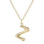 Gold Initial Letter Alphabet A Bamboo Necklace Pendant Chain Bulk