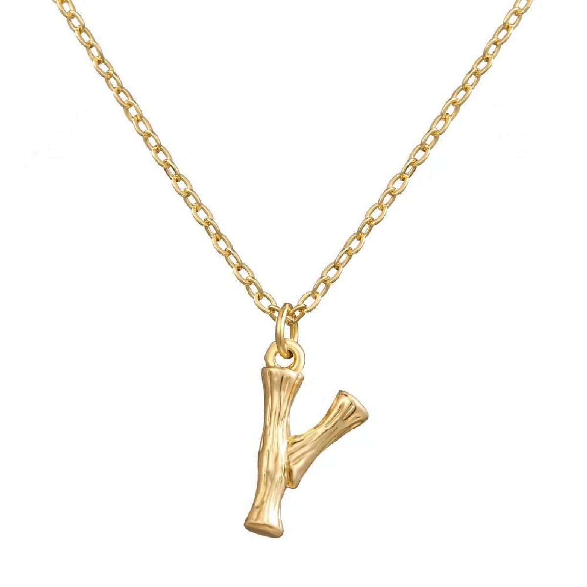 Gold Initial Letter Alphabet A Bamboo Necklace Pendant Chain Bulk