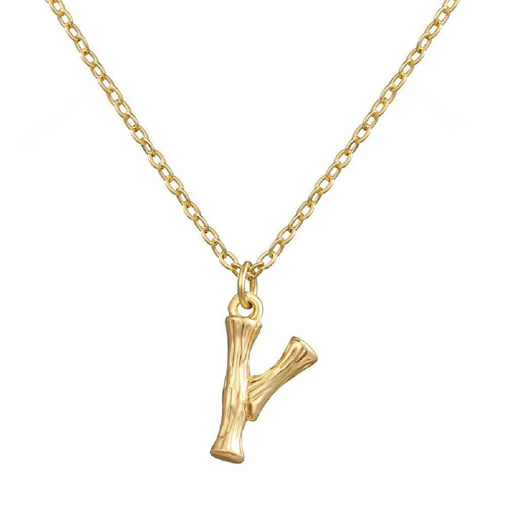 Gold Initial Letter Alphabet A Bamboo Necklace Pendant Chain Bulk