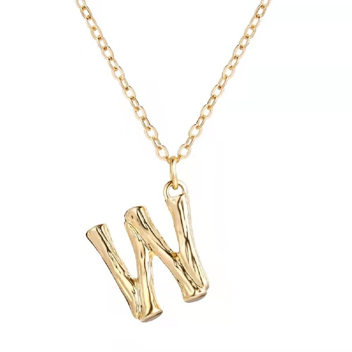 Gold Initial Letter Alphabet A Bamboo Necklace Pendant Chain Bulk