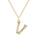 Gold Initial Letter Alphabet A Bamboo Necklace Pendant Chain Bulk