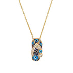 Evil Eye Footwear Gold Blue Copper CZ Necklace Pendant Chain Bulk
