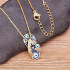Evil Eye Footwear Gold Blue Copper CZ Necklace Pendant Chain Bulk