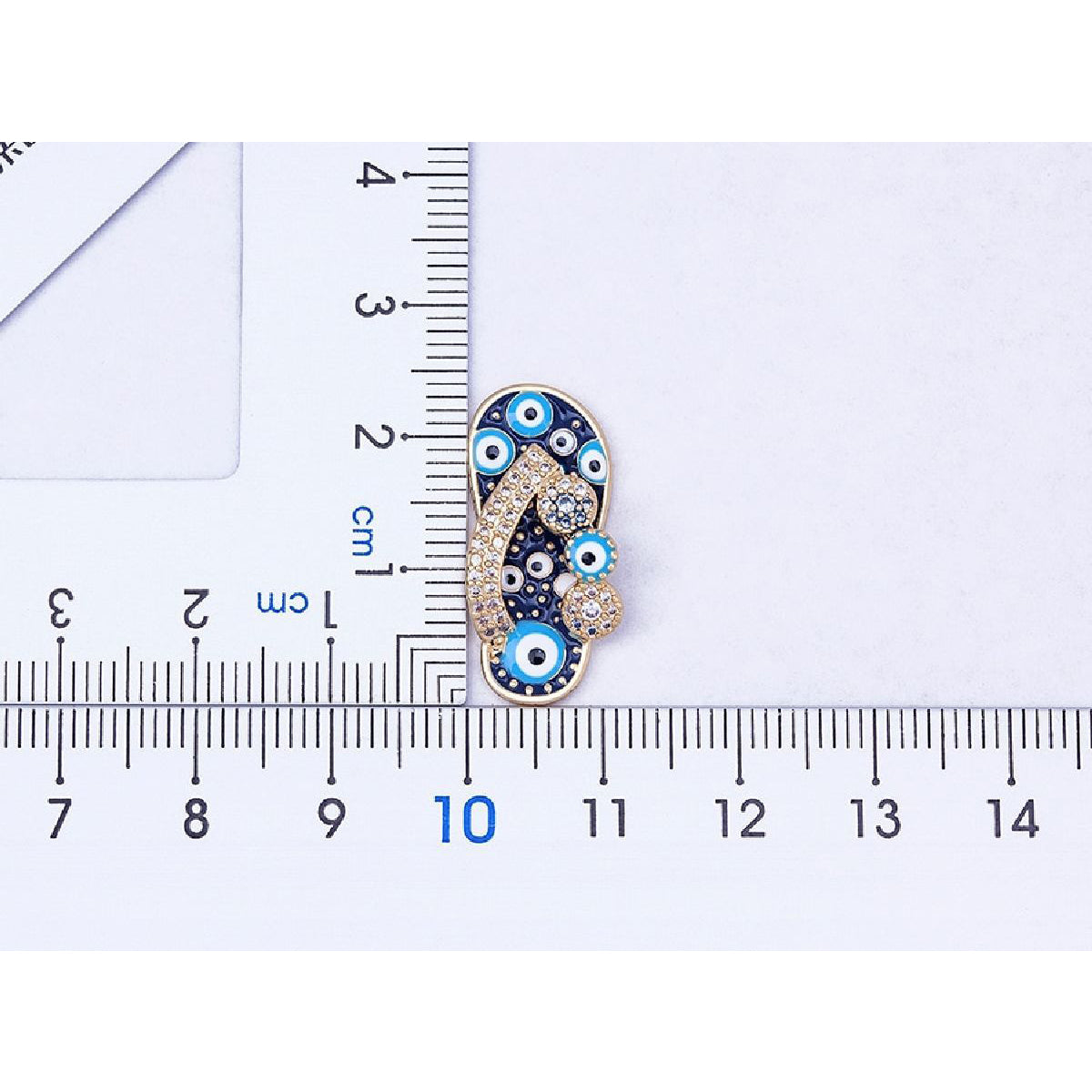 Evil Eye Footwear Gold Blue Copper CZ Necklace Pendant Chain Bulk