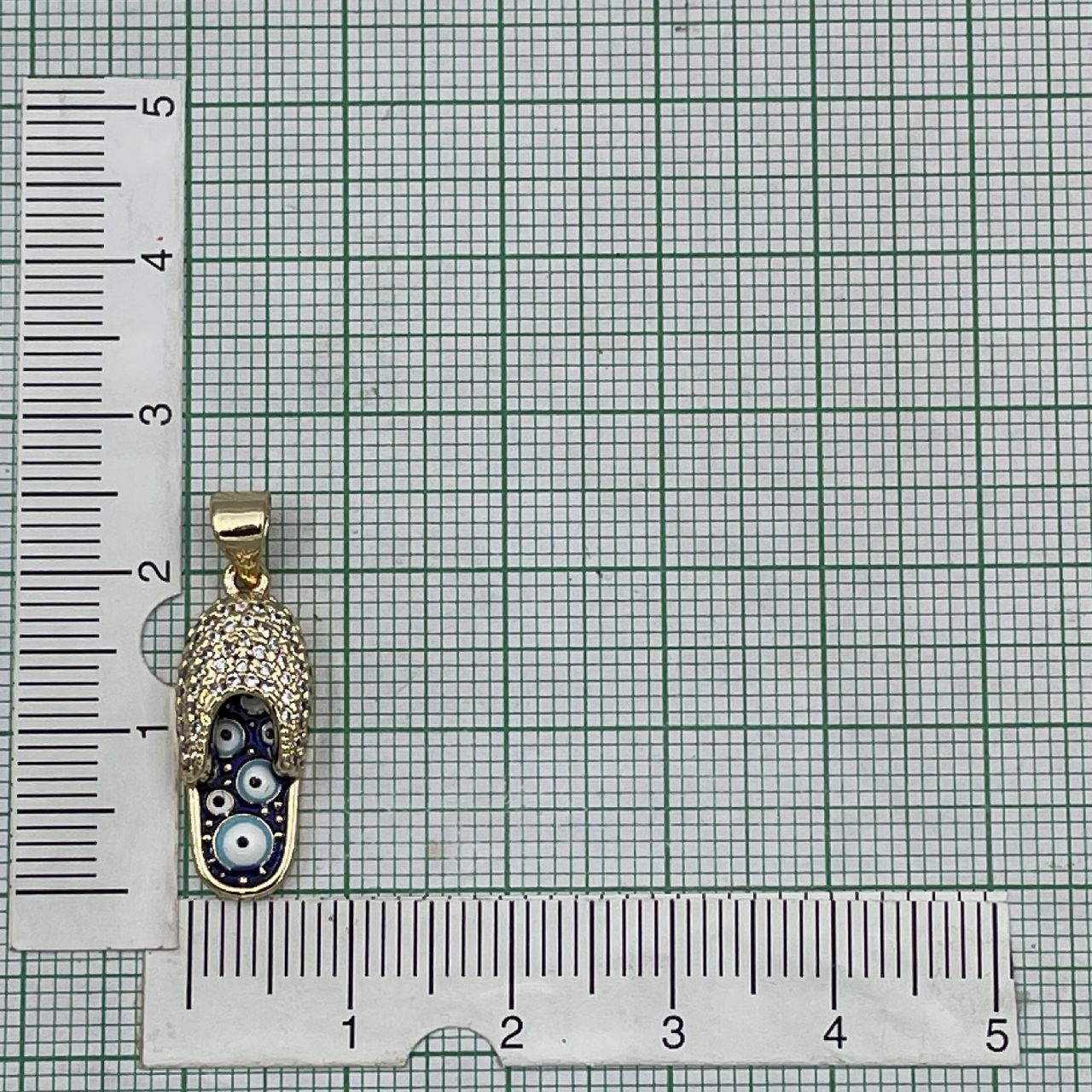 Evil Eye Flip Flops Footwear Gold Blue CZ Necklace Pendant Chain Bulk Secondary image